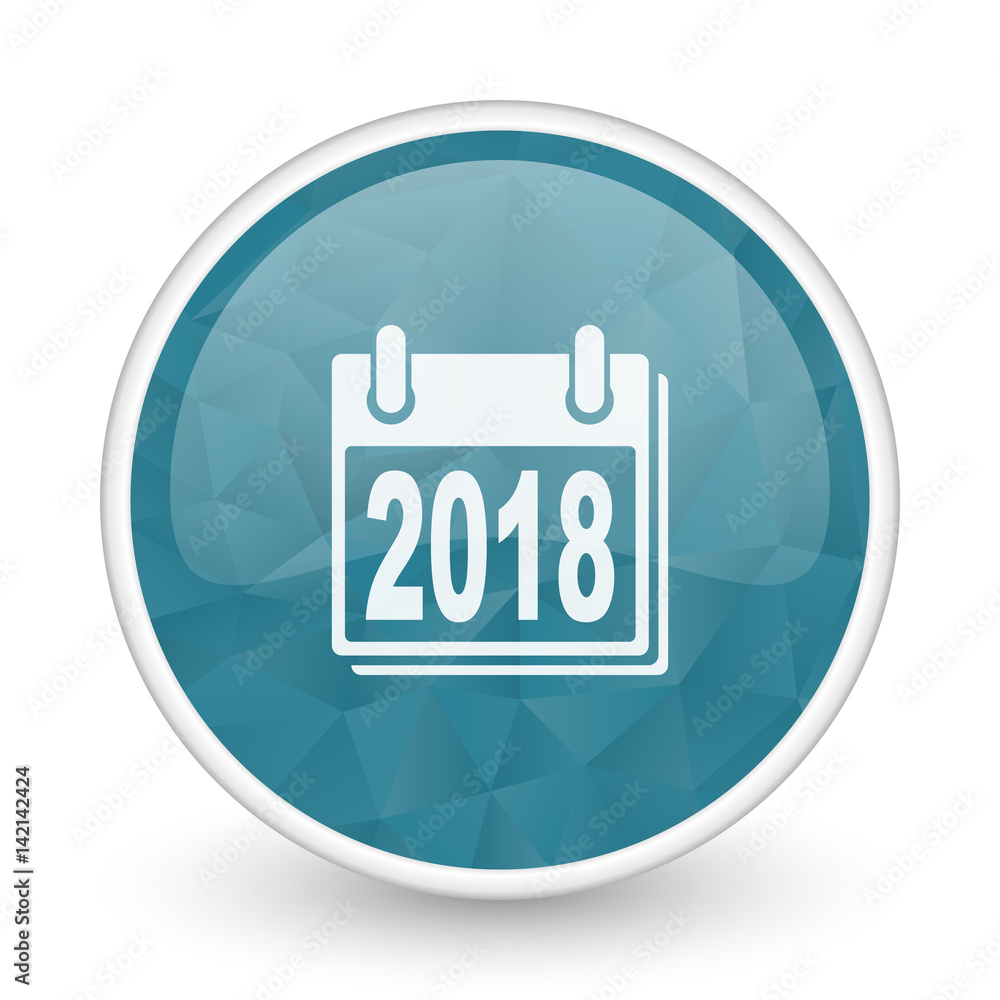 New year 2018 brillant crystal design round blue web icon. New year 2018 brillant crystal design round blue web icon.