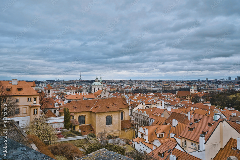 Wonderful aerial view over the city of Prague from Prague castle Wonderful aerial view over the city of Prague from Prague castle