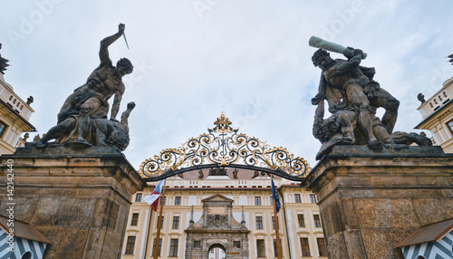 Entrance to Prague Castle - wide angle shot