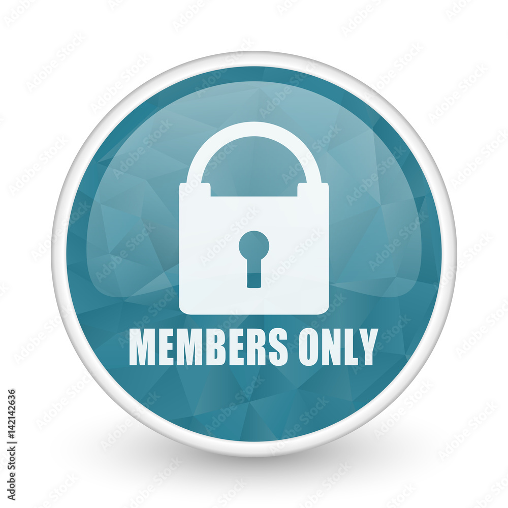 Members only brillant crystal design round blue web icon. Members only brillant crystal design round blue web icon.
