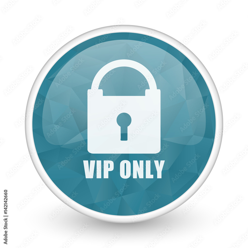 Vip only brillant crystal design round blue web icon. Vip only brillant crystal design round blue web icon.