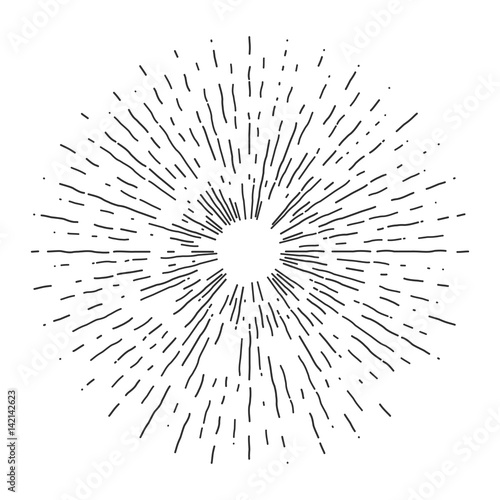 Retro sun bursts, Vintage radiant sun rays shape for logo, labels or emblems and typography decoration template vector Illustration isolated on white background.