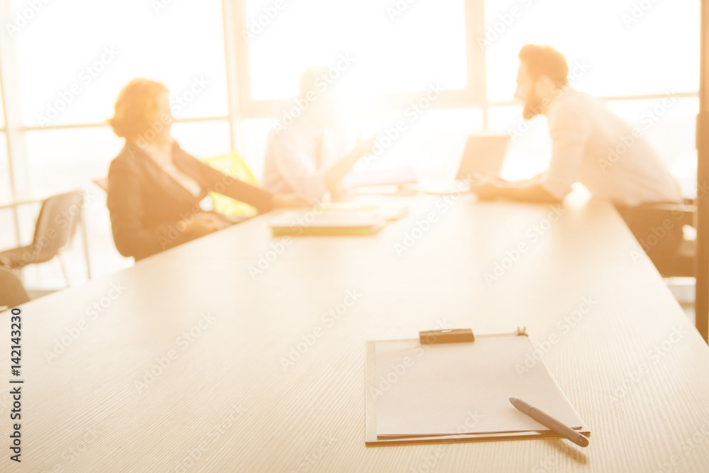 Toned of new businessman having interview in office to be admitted to huge company, firm, enterprise. Business people having meeting in board room.