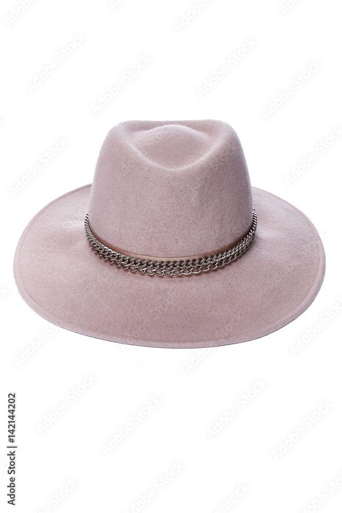 Isolated dark beige wool hat on white background fashion style Isolated dark beige wool hat on white background fashion style