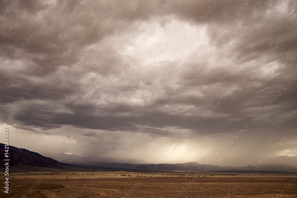 Rain and sand storm in Death Valley California