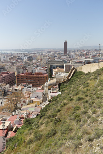 View of Alicante in Spain, from the mountain of Castle of Santa Barbara. Vertical shot. Date taken on March 15, 2017.