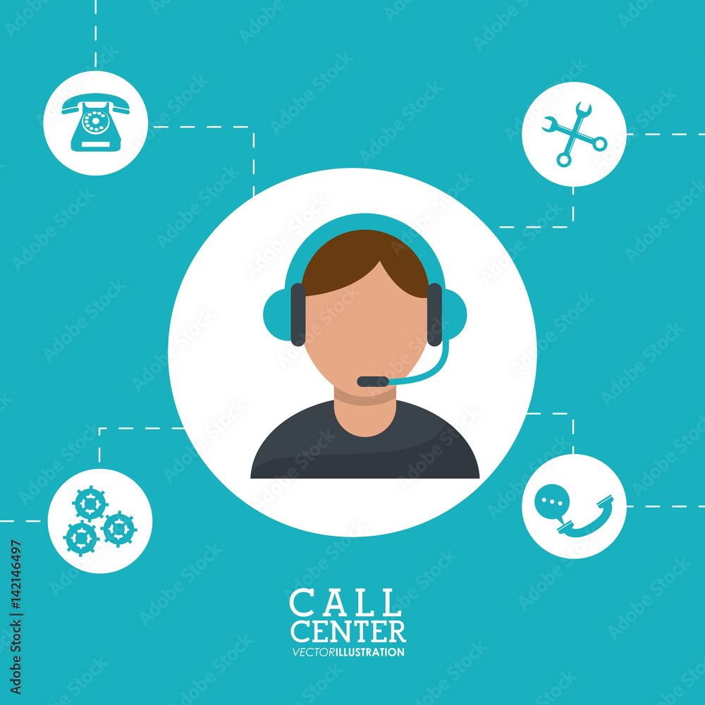 call center man operator wearing headphone support vector illustration eps 10 call center man operator wearing headphone support vector illustration eps 10
