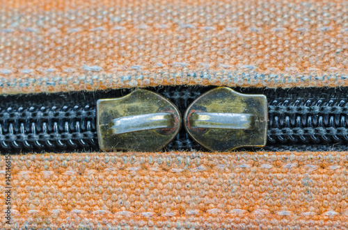 Closeup of zipper on old fa...