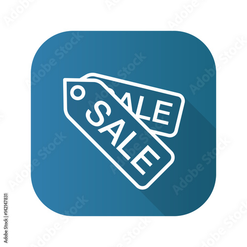 Sale tags flat linear long shadow icon. Vector line symbol.