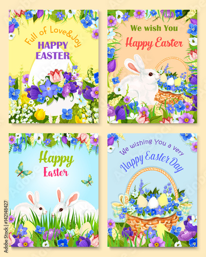 Easter vector paschal eggs bunny greeting cards