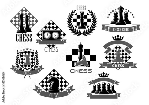 Vector chess icons for game club contest