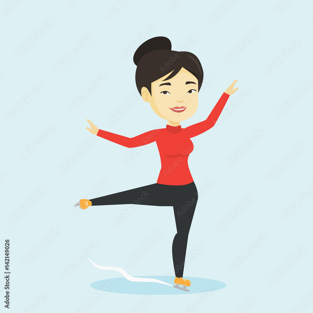 Fototapeta premium Female figure skater vector illustration.