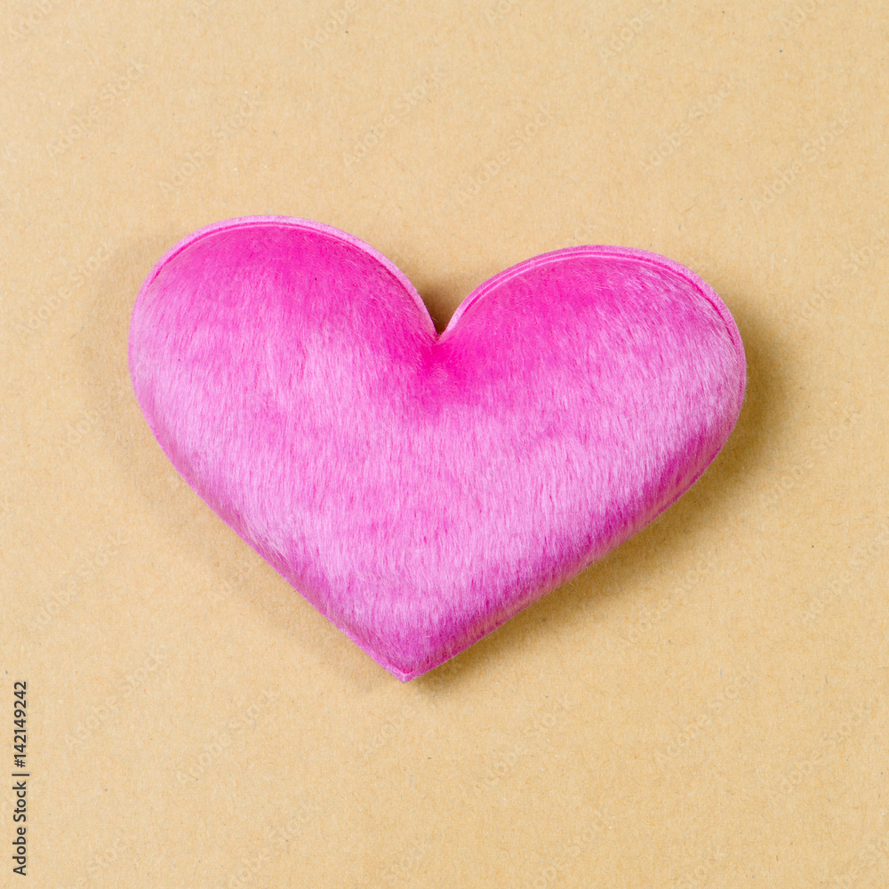 Pink hearts on recycle paper background