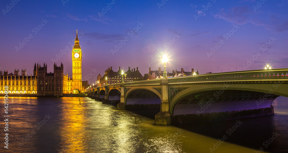Naklejka premium Big Ben, Parliament, Westminster bridge in London