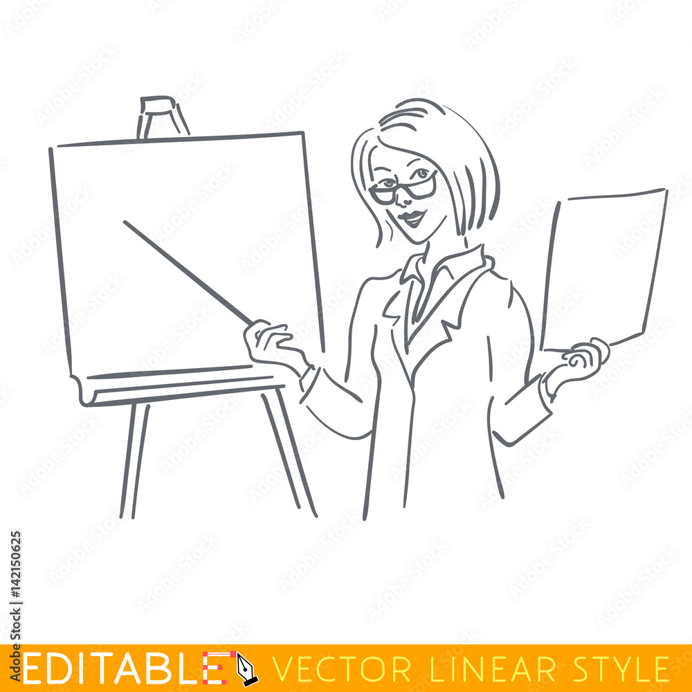 Woman teacher standing in front of blackboard teaching student in classroom  at school college or university Stock Vector  Adobe Stock