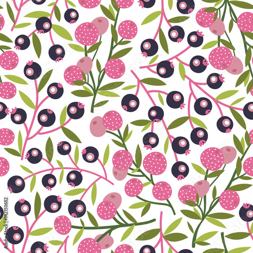 Seamless vector background with berries