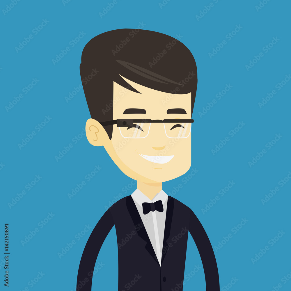 Man wearing smart glass vector illustration. Man wearing smart glass vector illustration.