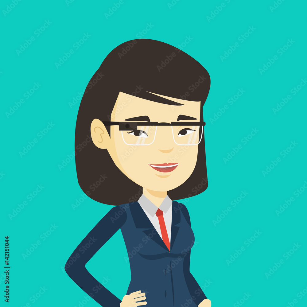 Woman wearing smart glass vector illustration.