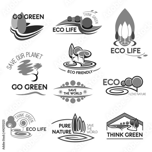 Eco life and green environment vector icons