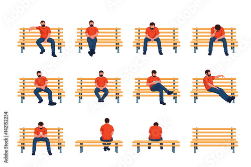 man sit on bench 01