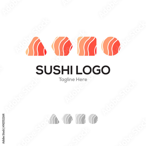 Sushi restaurant geometrical layer lowercase flat logo design template