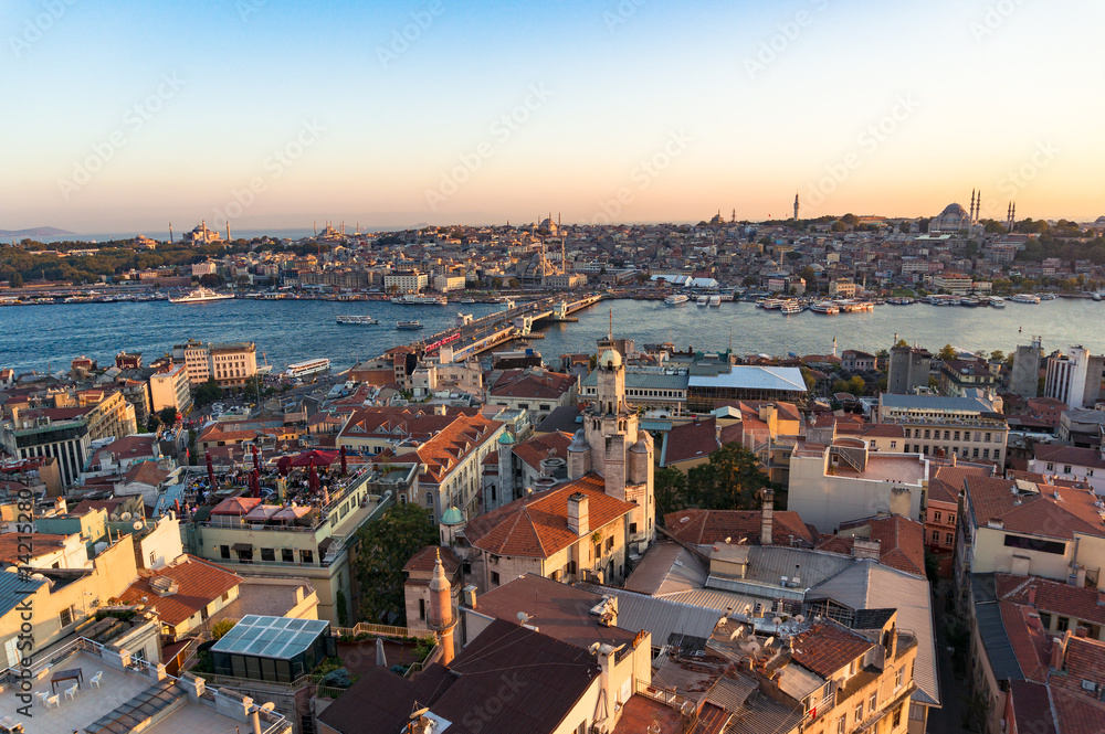Drone view, aerial of Istanbul historic centre