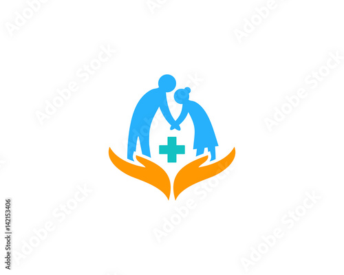 Elderly Care Icon Logo Design Element
