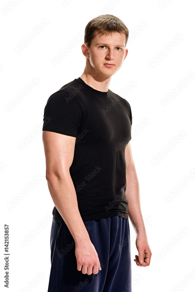 Cheerful smiling athlete fellow Cheerful smiling athlete fellow
