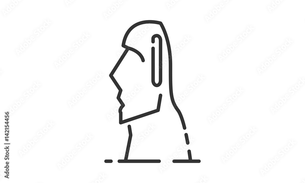 Obraz premium Moai historic site, Moai heritage site, Moai icon vector