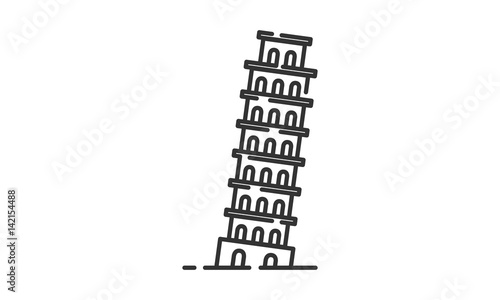 Tower of Pisa historic site, Tower of Pisa heritage site, Tower of Pisa icon vector