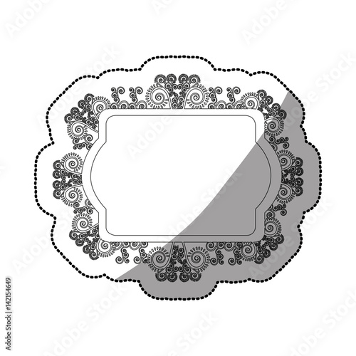 sticker monochrome oval rectangle heraldic baroque frame vector illustration