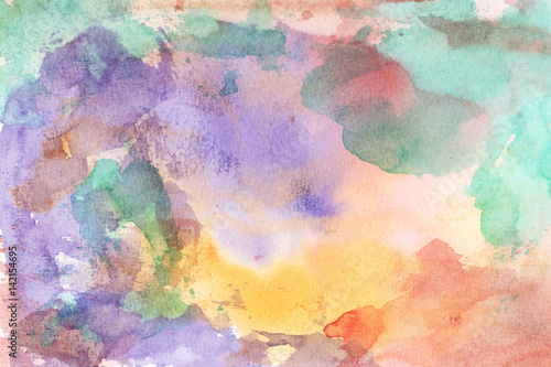 Abstract colorful water color for background. Watercolor wet brush hand drawn paper texture background. Designed art background. Used watercolor elements. © itim2101