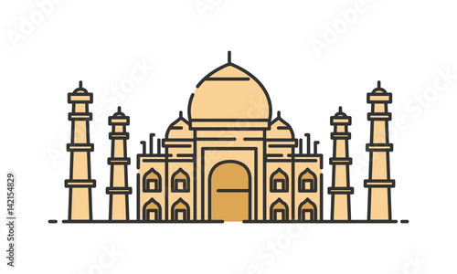 Taj Mahal historic site, Taj Mahal  heritage site, Taj Mahal  icon vector