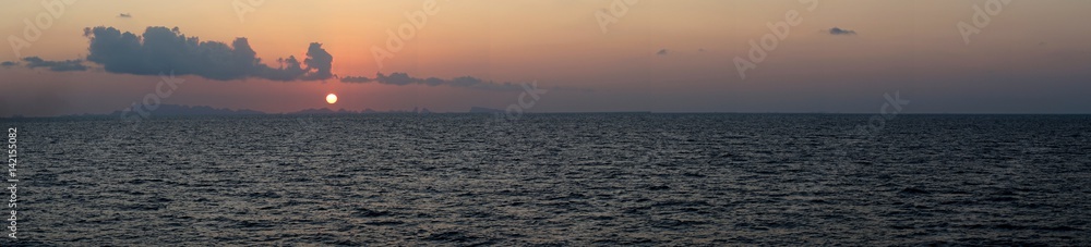 Panorama of sunset on Phuket