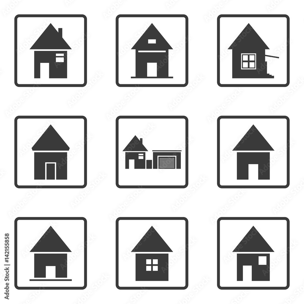 Abstract vector house icons, real estate.