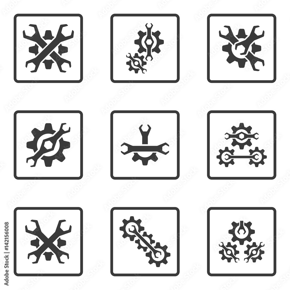 Set of abstract repair auto service icons. Wrench icon illustration. Set of abstract repair auto service icons. Wrench icon illustration.