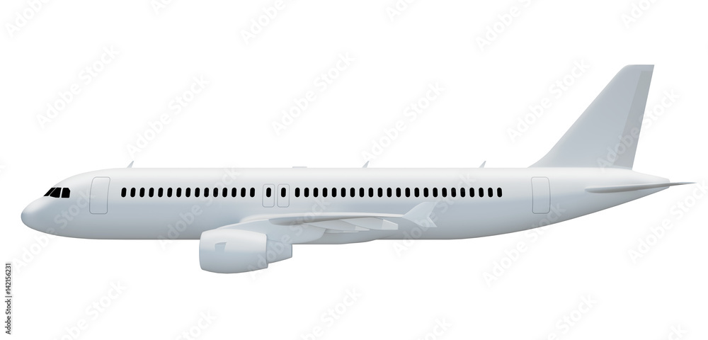 3d illustration of an airplane side view