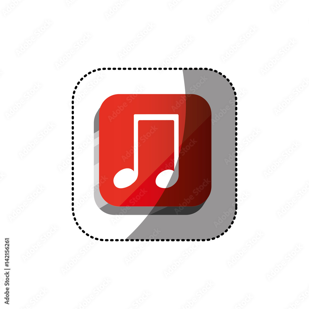 sticker color square 3d button with musical note vector illustration sticker color square 3d button with musical note vector illustration