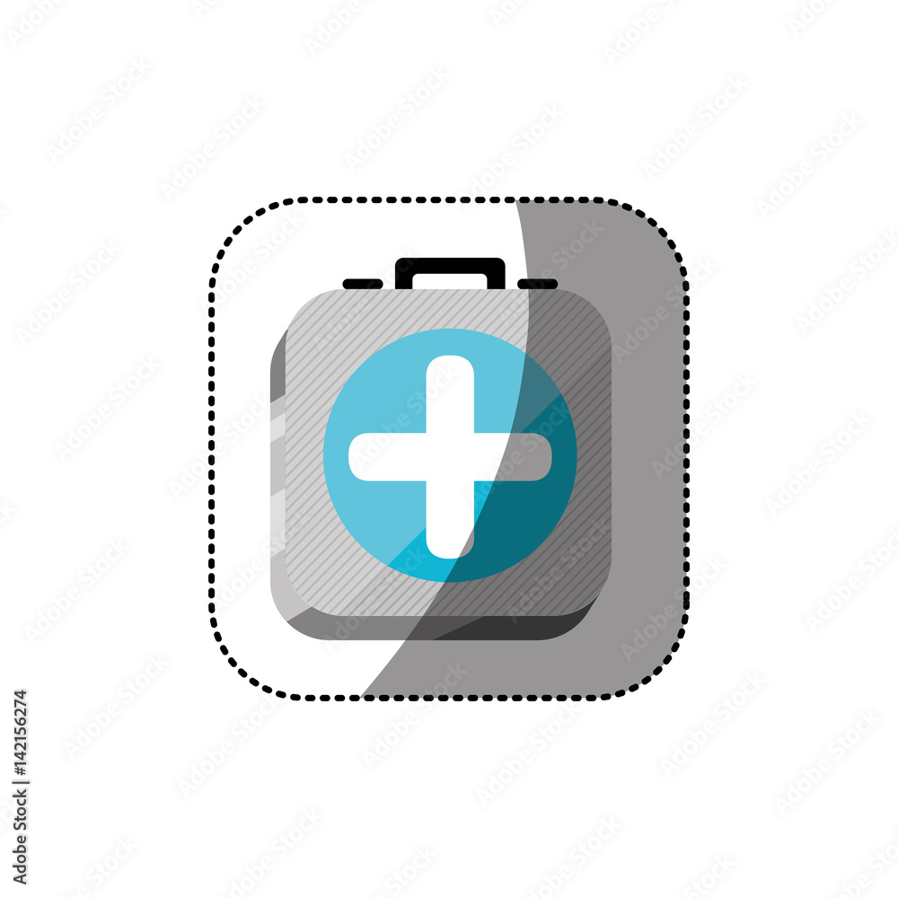 sticker color square 3d button with first aid kit vector illustration sticker color square 3d button with first aid kit vector illustration