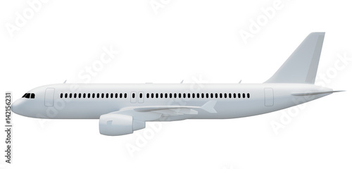 3d illustration of an airplane side view