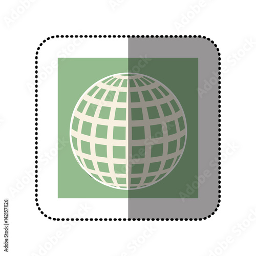 color sticker square with globe earth icon vector illustration