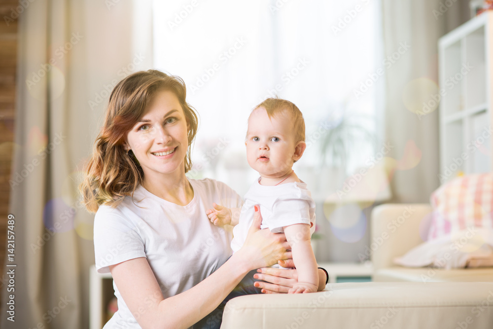 Mom with a baby eleven months old Mom with a baby eleven months old