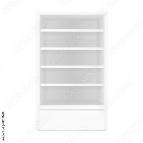 VECTOR: White gray POS POI Outdoor/Indoor 3D Empty Showcase Display on Isolated white background. Mock-up template ready for design.
