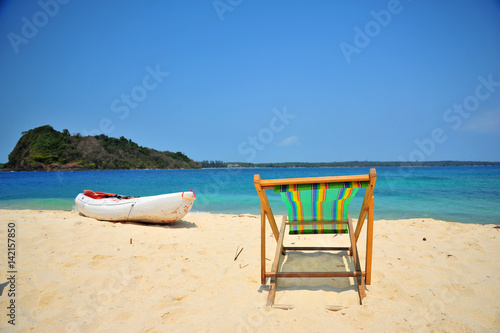 Beach Chairs on Summer Beach