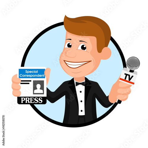 Cheerful reporter vectorial illustration.