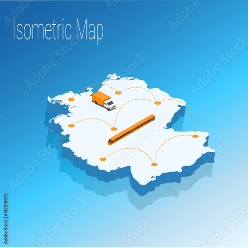 Map Germany isometric concept.