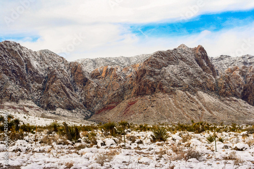 Red Rock Conservation Area Las Vegas Nevada Snowy Wintertime