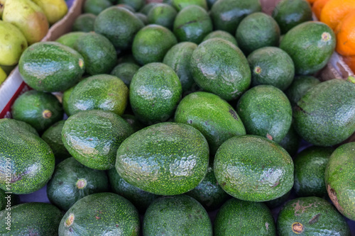 Organic big green avocado for sale at city market
