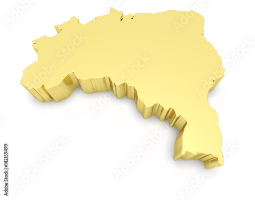 3d Illustration Golden Brazil Map