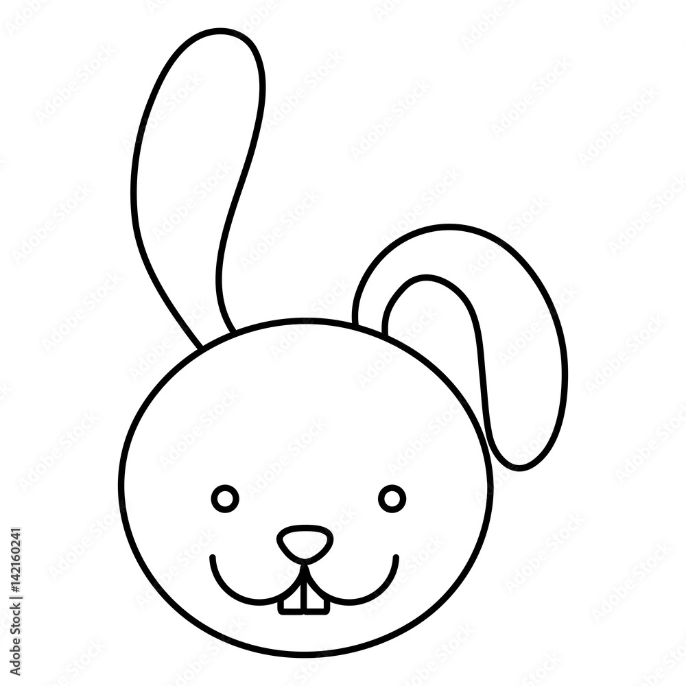 Obraz premium silhouette caricature face rabbit animal vector illustration
